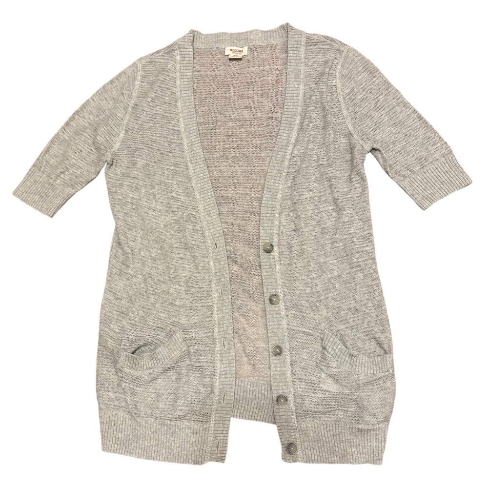 Mossimo Supply Co. Light Gray Short Sleeve Knit Cardigan
